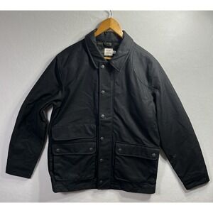 Flint and Tinder Jacket Mens Medium Tekwax Flannel Lined Waxed Black Millerain